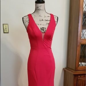 Red backless gown